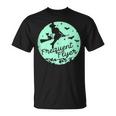 Witch Silhouette Moon Cat Bats Witchcraft Frequent Flyer T-Shirt