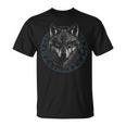 Wolf With Blue Eyes Viking Runes Animal Graphic T-Shirt