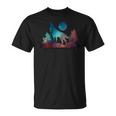 Wolf Howling Moon Love Wolves Cosmic Space Galaxy Women T-Shirt