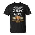 Woman Book Librarian Reading Golden Retriever Dog Women T-Shirt
