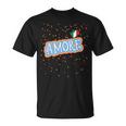 The Word Amore Heart In The Italian Flag Color For Tourists T-Shirt