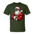 African American Santa Claus Family Christmas Black T-Shirt