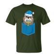 Jewish Otter Santa Menorah In Pocket Hanukkah Pajamas T-Shirt