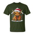 Highland Cow Santa Claus Hat Cute Xmas Cow Christmas Lover T-Shirt