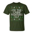 I'm The Crime Fighting Elf Police Officer Ugly Christmas Cop T-Shirt