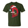 Letter D Initial Name Plaid Santa Hat Christmas T-Shirt