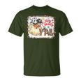 Merry Christmas Y'all Leopard Western Santa Cowboy Bleached T-Shirt