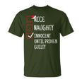 Nice Naughty Innocent Until Proven Guilty Christmas T-Shirt