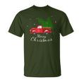 Rustic Retro Farm Car Truck Wagon Christmas Fir Tree Snow T-Shirt
