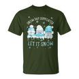 Snow Day Supporter Let It Snow Cute Blue Gnome Xmas Holiday T-Shirt