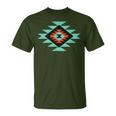 Southwestern Santa Fe Indian Teal Pattern T-Shirt