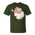Vintage Pink Santa Claus Water Color Pink Christmas T-Shirt