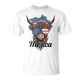 4Th Of July Highland Cow American Western Girls T-Shirt