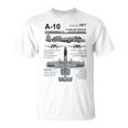 A-10 Thunderbolt Ii Warthog Military Jet Spec Diagram T-Shirt