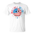 America Vibes Usa Flag 4Th Of July American Face Smile Retro T-Shirt