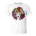 Black Queen Lady Curly Natural Afro African Black Hair T-Shirt