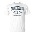 Block Island Ri Vintage Navy Crossed Oars & Boat Anchor T-Shirt