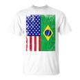 Brazilian American Flag Half Brazil Half Usa Pride T-Shirt