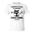 Cat I Survived 44 Years Of Marriage 44Th Wedding Anniversary T-Shirt