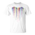 Dog Paws Heart Watercolors Painting Heart Dogs Paw Rainbow T-Shirt