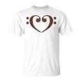 Double Bass Clef Heart Musical Notes Music Lover Bassist T-Shirt