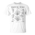 French Horn Old Vintage Antique Patent Drawing Print T-Shirt