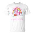 Fröhliches Einhorn-Regenbogen T-Shirt, Spruch 'Never Thought I'd Be...'