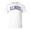 Illinois Varsity Style Navy Blue Text T-Shirt