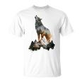 Lobo Aulla Montañas Naturaleza Animal Arte Animal Amantes Lobo Camiseta unisex