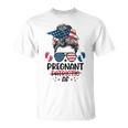 Messy Bun 4Th Of July Pregnant Patriotic Af American Flag T-Shirt