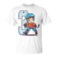 Niños Cumpleaños De Hockey Sobre Hielo Niño De 3 Años Tercer Cumpleaños Camiseta unisex