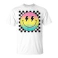 Rainbow Smile Face Cute Checkered Smiling Happy Face T-Shirt