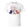 Red White Blue Fox Fireworks Patriotic 4Th Of July T-Shirt