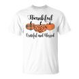 Thankful Grateful Blessed Plaid Leopard Pumpkin Thanksgiving T-Shirt