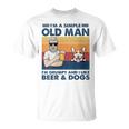 Vintage Grumpy Old Man Like Beer And Dogs Red Corgi Grandpa T-Shirt