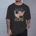 2024 Solar EclipseTotal Solar Eclipse Path American Flag T-Shirt Gifts for Him