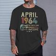 60Th Birthday Guitar Lover Vintage April 1964 60 Year Old T-Shirt Gifts for Him