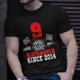 9Th Birthday Race Car Awesome Since 2014 Racing 9 Year Old T-Shirt Gifts for Him