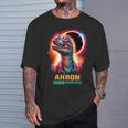 Akron Ohio Total Solar Eclipse 2024Rex Dinosaur Colorful T-Shirt Gifts for Him