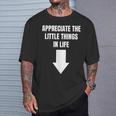 Appreciate The Small Things In Life Arrow Sarcasm Pun T-Shirt Gifts for Him