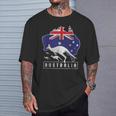 Australia Flag Zoo Animal Kangaroo T-Shirt Geschenke für Ihn