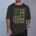Autism Awareness Flag American Flag Autism Dad Mom T-Shirt Gifts for Him