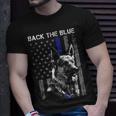 Back The Blue Thin Blue Line Flag K-9 German Shepherd Police T-Shirt Gifts for Him