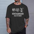 Bärtigermann Alles In Einem Bear Tiger Viking Man Black T-Shirt Geschenke für Ihn