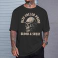 Blue Collar Pride Construction Iron Worker Skull Blue Collar T-Shirt Gifts for Him