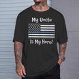 Blue Line Flag My Uncle Hero Police Officer Family T-Shirt Gifts for Him