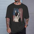 Boston Terrier American Flag Patriotic 4Th Of July T-Shirt Gifts for Him