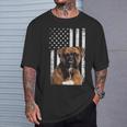 Boxer Dog American Flag Boxer Dad With Us Flag T-Shirt Gifts for Him