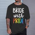 Bride With Pride Rainbow Lesbian Bachelorette Party Wedding T-Shirt Gifts for Him