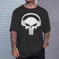 Calavera Dj Con Cascos Dj Skull Headphones Camiseta unisex Regalos para él